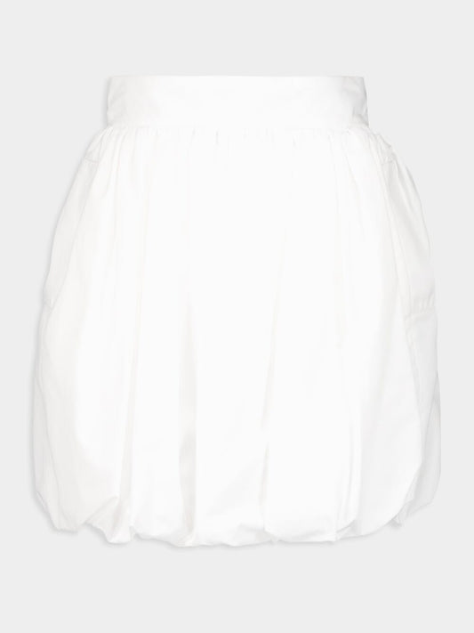 White Short Cotton Balloon Skirt