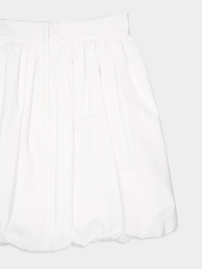 White Short Cotton Balloon Skirt