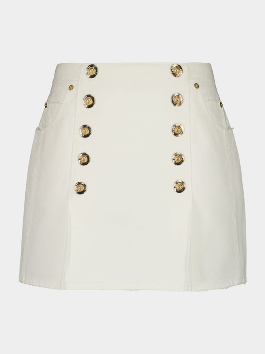 White Cotton Canvas Mini Skirt