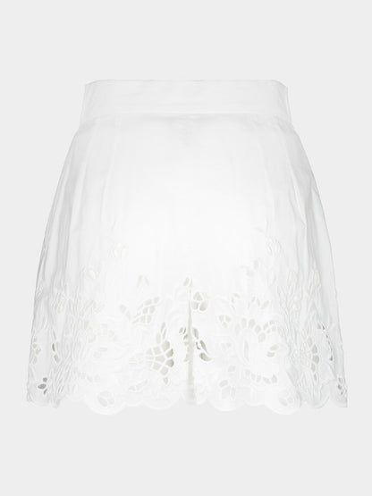 White Poplin Cut-Out Shorts