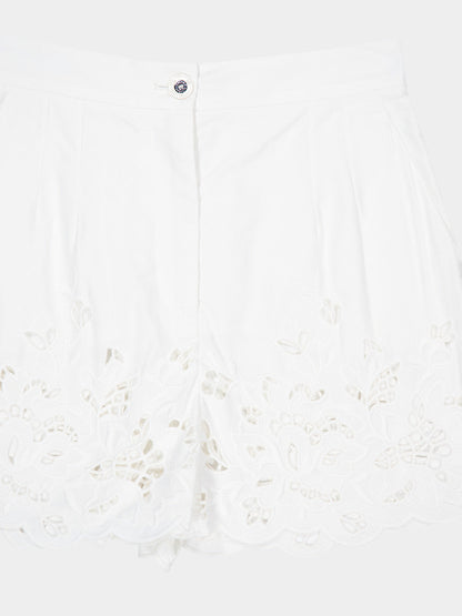 White Poplin Cut-Out Shorts