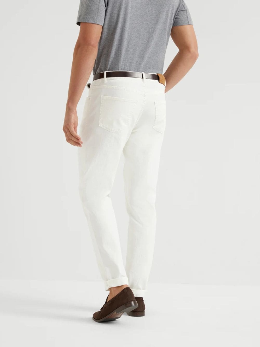 White Lightweight Denim Five-Pocket Trousers