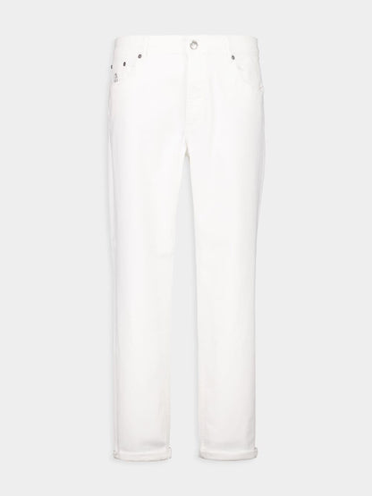 White Lightweight Denim Five-Pocket Trousers