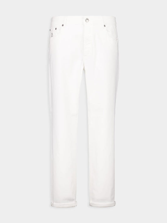 White Lightweight Denim Five-Pocket Trousers