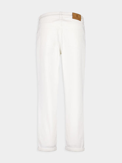 White Lightweight Denim Five-Pocket Trousers
