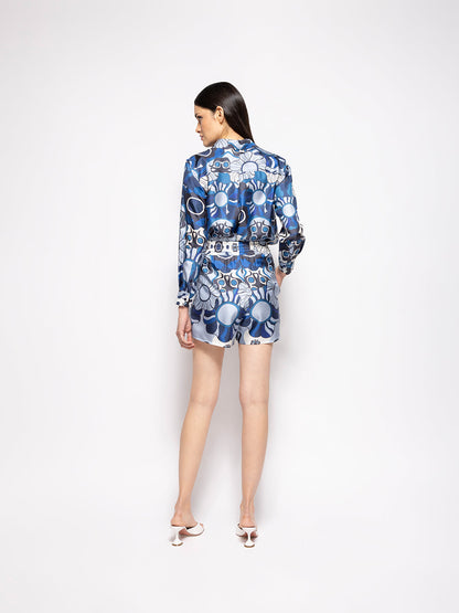Calcita Flora Mix Printed Silk Twill Shorts