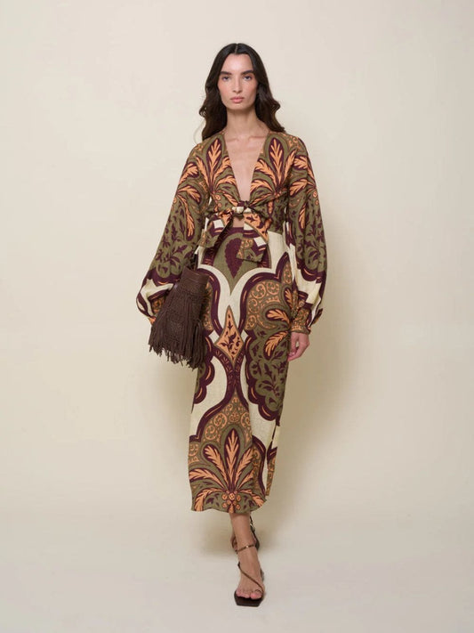 Across Paradise Linen Midi Dress