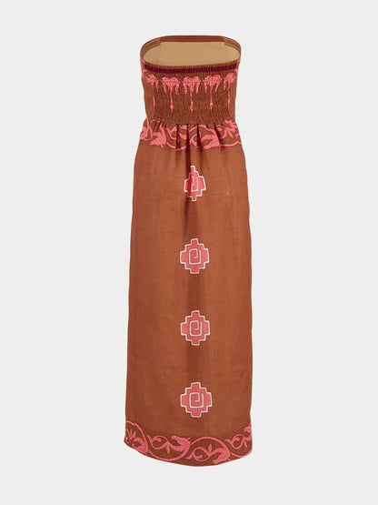 Ancient Strapless Linen Dress