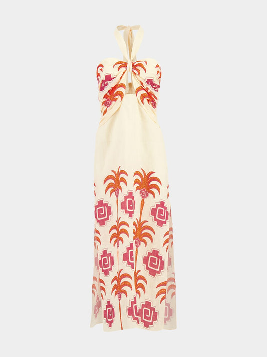 Water Adventure Linen Halter Dress