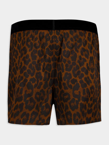 Leopard Print Silk Shorts