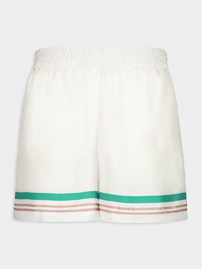 White Casa Way Silk Twill Shorts
