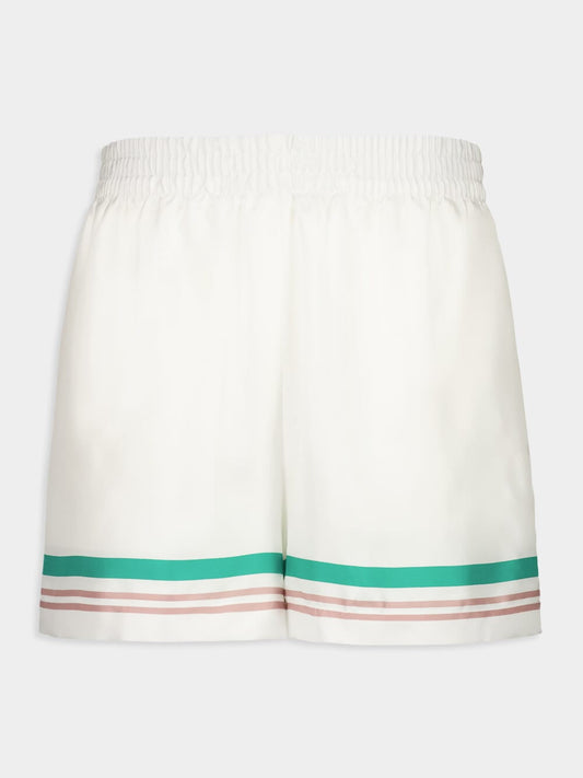 White Casa Way Silk Twill Shorts