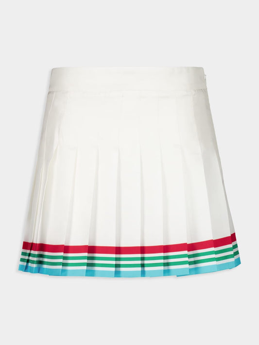 White Casa Way World Series Pleated Silk Skirt