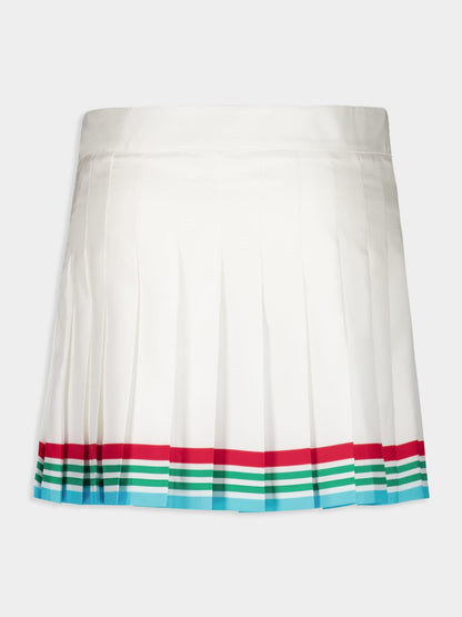 White Casa Way World Series Pleated Silk Skirt