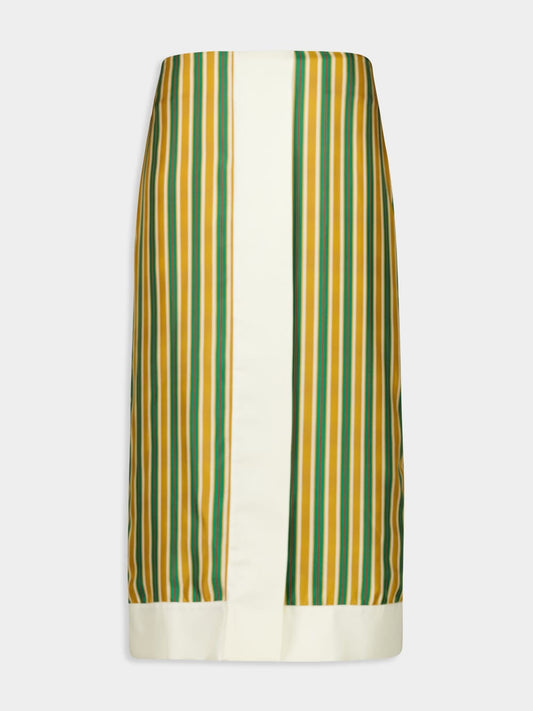 Yarrow Printed Silk Twill Striped Skirt