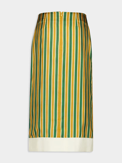 Yarrow Printed Silk Twill Striped Skirt