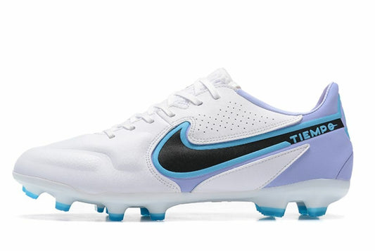 Chuteira de Campo Tiempo Legend 9 FG Elite - Branco Preta e Azul