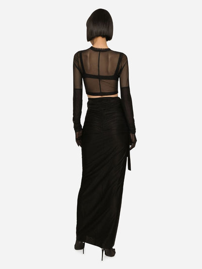 X KIM Belted Jersey Skirt
