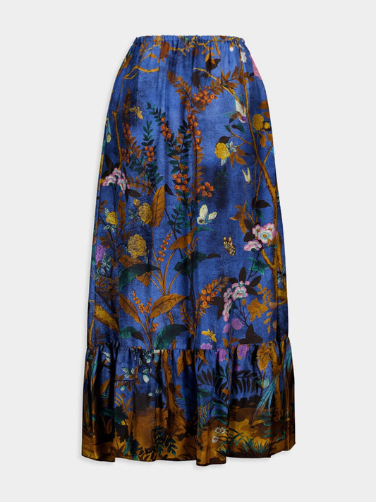 Tian Print Silk Twill Skirt