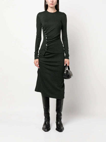 Wrap Asymmetric Midi Skirt