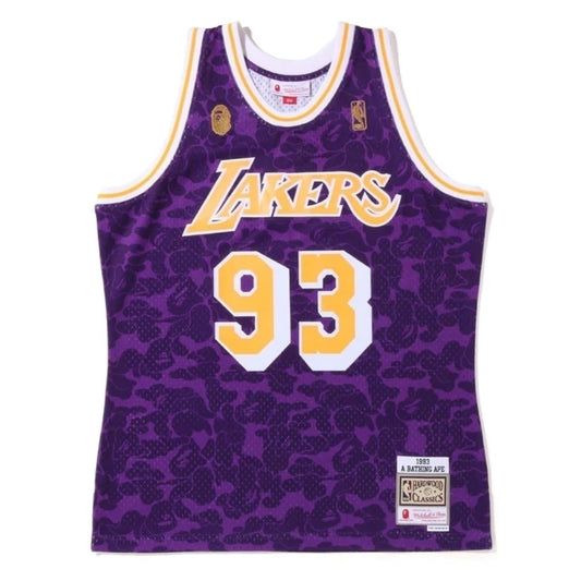 Regata Los Angeles Lakers BAPE X Mitchell & Ness 1993 Roxa