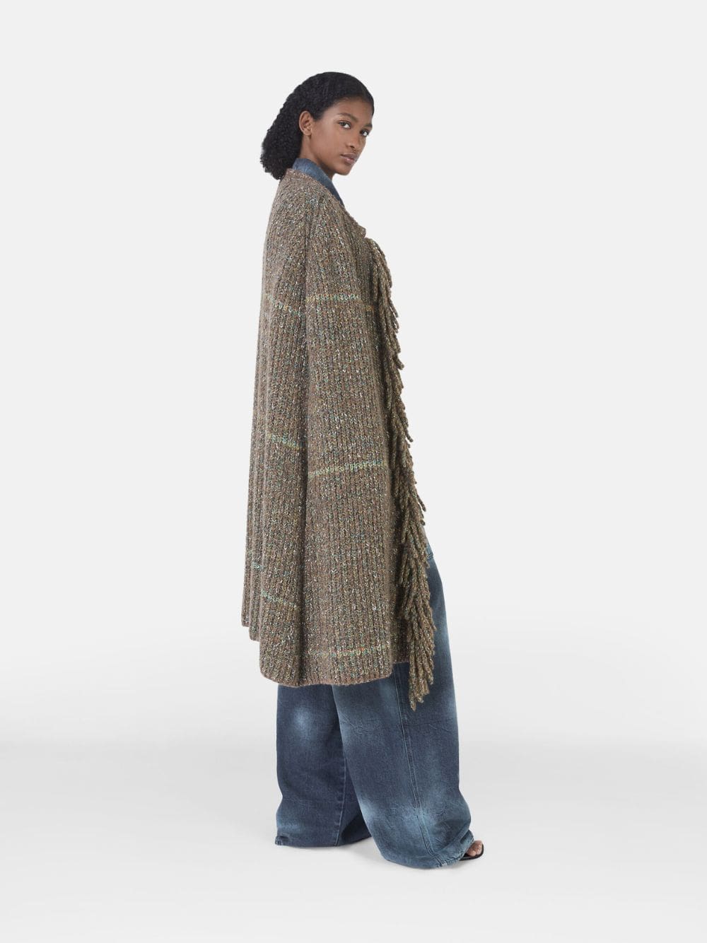 Tweed Knit Cape Coat